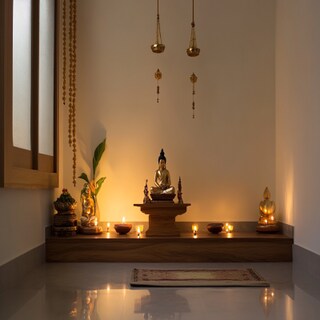 Modern Mandir Design With Minimal Lighting